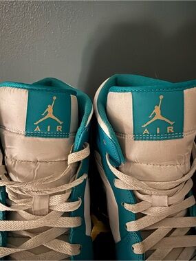 Nike Air Jordan High Top Sneakers in Teal and White